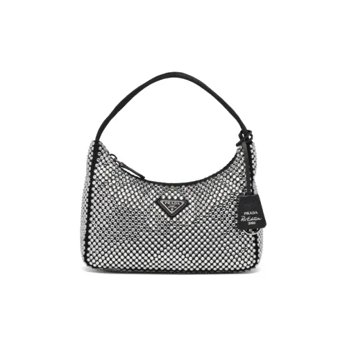PRADA RE Edition Искусственный кристалл Бродяга Сумка на плечо Женская Черная