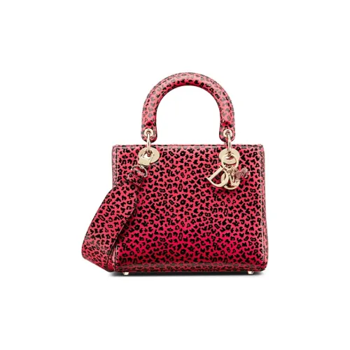 DIOR Lady Dior Коровья кожа Сумка Lady Dior Сумка через плечо Сумка Женская Малиновый