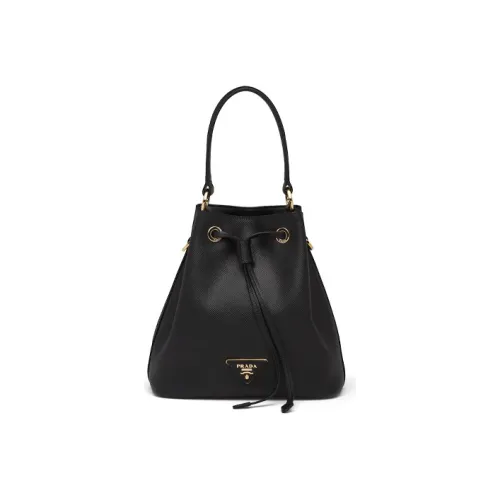 PRADA Saffiano Кожа Ведрообразная Сумка Сумка Сумка через плечо Сумка через плечо Женская Черная