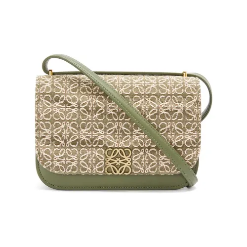 LOEWE Goya Жаккардовая ткань Телячья кожа Одно плечо Ручная сумка Сумка через плечо Маленькая Женская Зеленая Авокадо Зеленая