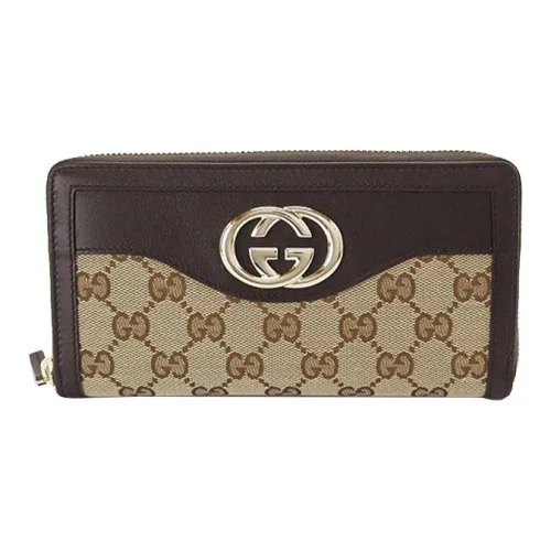 GUCCI Canvas с кожаными вставками кошелек кошелек женский цвет эбеновое дерево коричневый