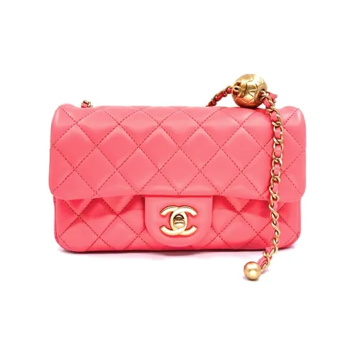 CHANEL Classic Flap CF Small Gold Ball Овечья кожа Сумка через плечо Женская Розовая