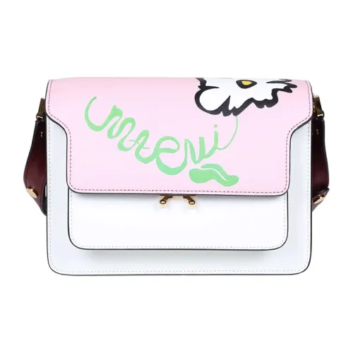 MARNI Основная часть Телячья кожа Аккордеонная сумка Маленькая квадратная сумка Сумки через плечо Сумка через плечо Женская Белая