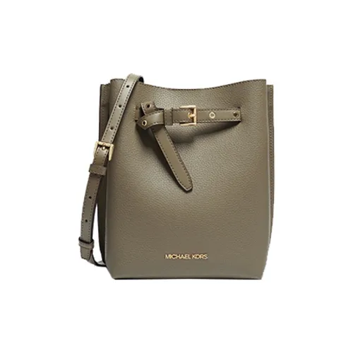 MICHAEL KORS Эмилия Коровья кожа Ведрообразная сумка Шампаньовая сумка Сумка через плечо Маленькая Женская Армейская зеленая