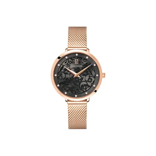 PierreLannier Relief Collection Наручные часы Кварцевый механизм Ремешок из нержавеющей стали Черный циферблат Женские часы 039L938