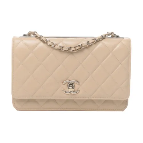 CHANEL Trendy cc Sheepskin Chain Crossbody Bag Women's Pink