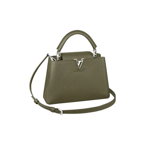 LOUIS VUITTON Capucines CUIR TAURILLON Кожа Сумка через плечо Сумка Женская Хаки Зеленая