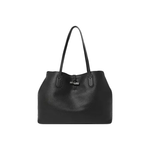 LONGCHAMP Roseau Сумка из крупнозернистой текстуры коровья кожа тоут сумка для покупок сумка через плечо большая женская черная