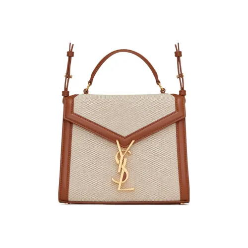SAINT LAURENT CASSANDRA Холст Сумка Сумка через плечо Сумка через плечо Мини Женская Бежевая Коричневая