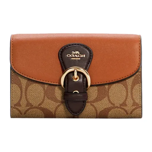 COACH Kleo Кожа Кошелек Женские Коричневый Апельсин