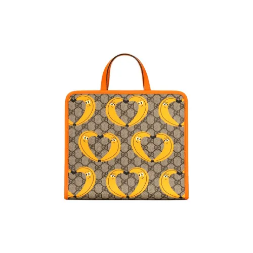 GUCCI Canvas с кожаными вставками детская сумка-тоут стандартная детская цвет эбен оранжевый желтый конфетный