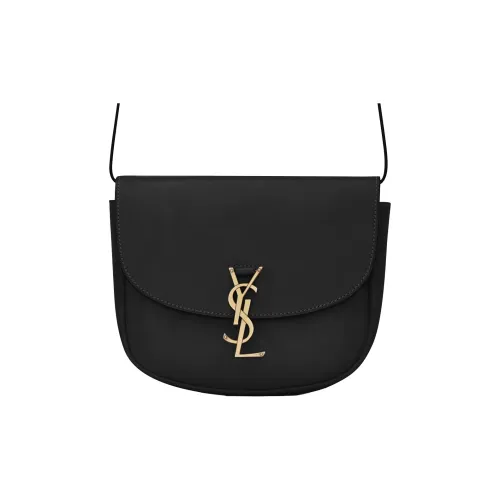 SAINT LAURENT Kaia Smooth Leather Saddle Bag Crossbody Bag Medium Women's Black