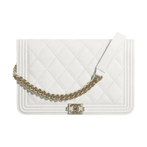 CHANEL LeboyWOC с рельефной телячьей кожей сумка через плечо сумка на плечо женская белая