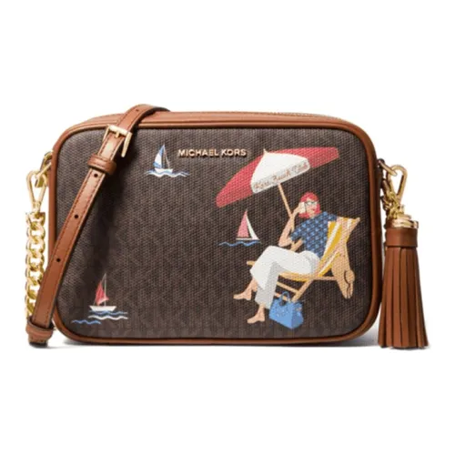 MICHAEL KORS Ginny Холст Маленькая Квадратная Сумка Сумка через плечо Средняя Женская Коричневая