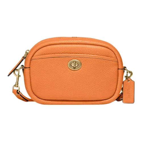 COACH Camera Галечная кожа Camera Сумка Сумка через плечо Средний Женские Апельсин Цвет макарон