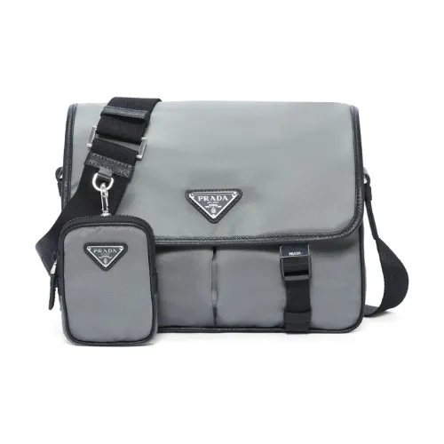 PRADA Сумка через плечо с тканью и кожей мужская серая