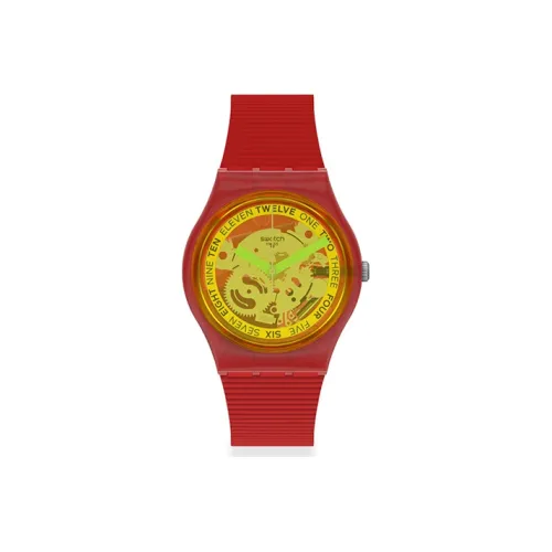 Swatch Quartz Механизм Унисекс Часы 39 мм Желтый Циферблат Часы Пластиковый Корпус Часы Силиконовый Ремешок