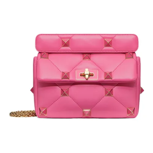 Valentino Roman Stud Мягкая овечья кожа сумка через плечо сумка через плечо средний размер женская розовая