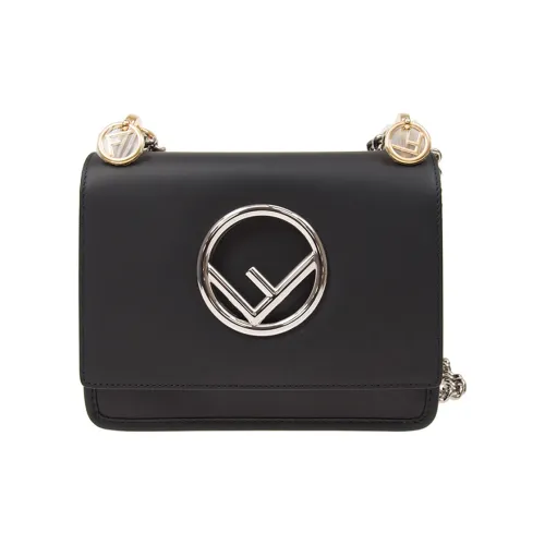 FENDI Kan I Коровья кожа Портативная Сумка через плечо Сумка на плечо Женская Черная