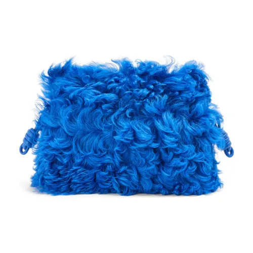 LOEWE Шерсть с Наппа Коровья кожа Плюшевая сумка Клатч Сумка через плечо Средний Женская Королевский синий