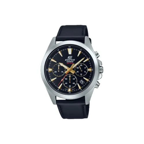 CASIO EDIFICE Collection Кварцевый механизм Естественная кожа Ремешок Часы Мужские Черный циферблат EFV 630L 1