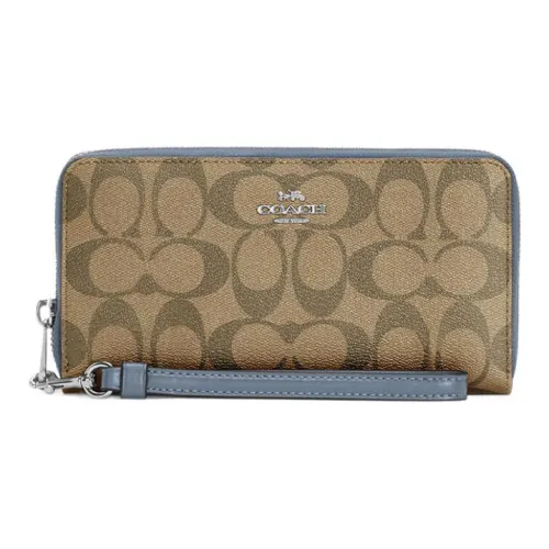 COACH Zip Around Canvas Wallet Small Women's Brown