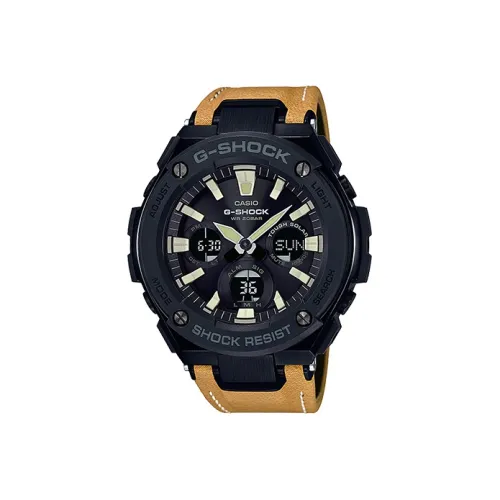 CASIO Кварцевый механизм Кожаный ремешок Часы Мужские Черный циферблат