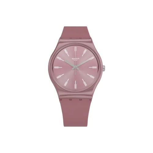 SWATCH Originals Collection Кварцевый механизм Женские часы 39,2 мм Розовый циферблат Часы Пластиковый корпус часов