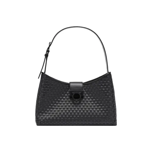 FERRAGAMO Trifolio Телячья кожа Плечевая сумка Женская Черная