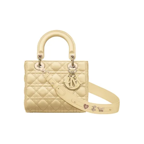 DIOR LADY DiorMy ABCDior Овчина Сумка Lady Dior Сумка Сумка через плечо Сумка через плечо Маленькая Женская Светло-желтая