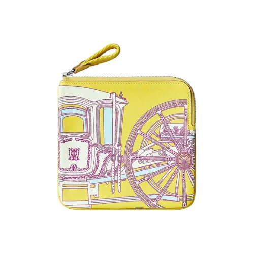 HERMES Carre Pocket Swift Телячья кожа Мешок для хранения с Вкладышем Клатч Женские Лайм