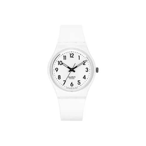 SWATCH Originals Original Collection Кварцевый механизм Унисекс Часы 34 мм Белый циферблат Пластиковый корпус Часы Силиконовый ремешок