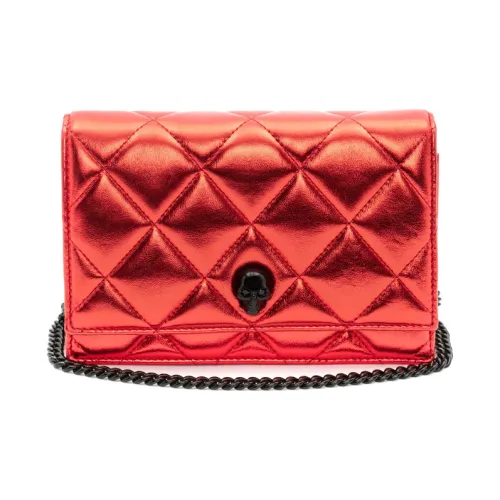 Alexander McQueen Черепа Коровья кожа Одно плечо Ручная сумка Сумка через плечо Маленькая Женская Красная