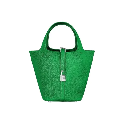 HERMES Picotin Lock Коровья кожа Сумка Женская 1K Bambou Бамбук Зеленый