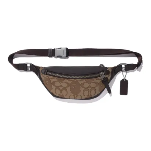 A BATHING APE COACH Коллаборация Полиэстер Через плечо Бананка Мужской Хаки