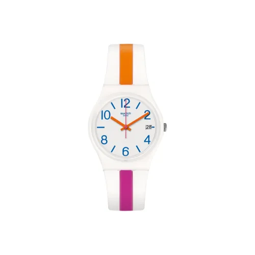 SWATCH ORIGINALS Collection Кварцевый механизм Женские часы 34 мм Белый циферблат Пластиковый корпус Часы Силиконовый ремешок