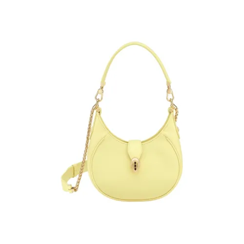 BVLGARI Serpenti Ellipse с рельефной телячьей кожей сумка на плечо маленькая сумка женская лимон