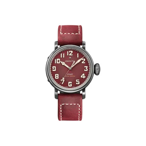 ZENITH Автоматический Механический Movement Женские Пилот Часы 40 мм Красные