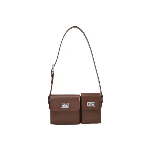 By Far Кожа Портативный Crossbody Сумка Сумка через плечо Женская Коричневая