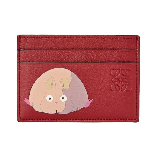 LOEWE Chihiro And Chihiro Коллаборация Классический Телячья кожа Мелочь Кошелек Картхолдер Женские Рубиново-красный