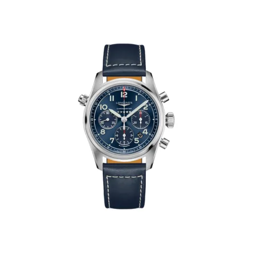 LONGINES Spirit Collection Автоматический Механический Механизм Мужские Часы 42 мм Синий Циферблат Корпус из Нержавеющей Стали Кожаный Ремешок