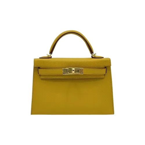 HERMES Mini Kelly 2nd Generation Эпсомская кожа Сумка Kelly Сумка Мини Женская Янтарно-желтая