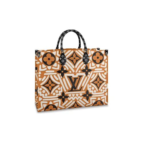 LOUIS VUITTON ONTHEGO Коровья кожа Тоут Сумка Сумка для покупок Сумка на плечо Сумка Женская Карамель