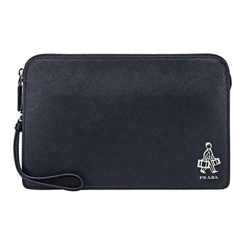 PRADA Клатч из коровьей кожи стандартный мужской черный