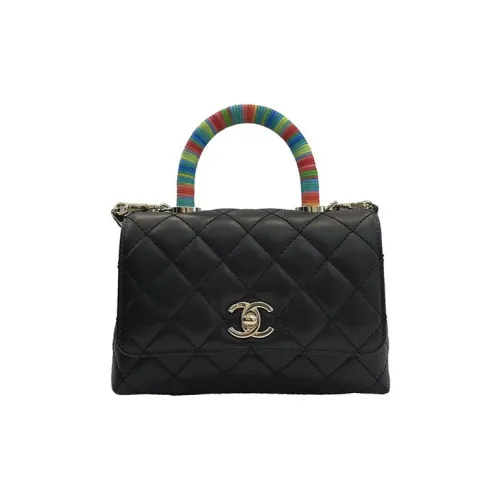 CHANEL Coco Handle Ridge Коровья кожа Сумка через плечо Сумка Женская Черная