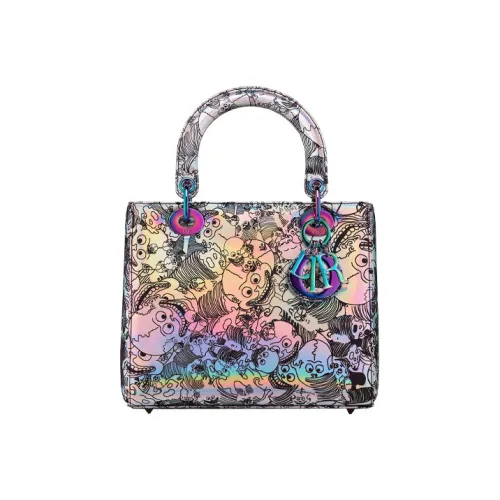 DIOR Zhang Huan Коллаборация Lady Dior Сумка через плечо из коровьей кожи Сумка среднего размера Women's Silver