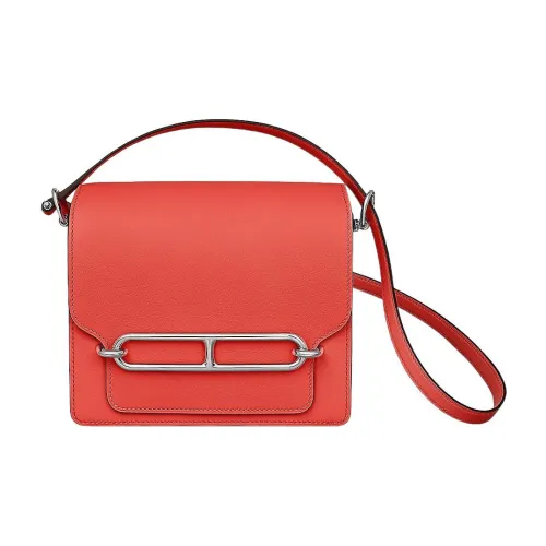 HERMES Roulis Swift Телячья кожа Свиной нос Сумка Сумка через плечо Мини Женские 9T Capucine Пламенно-оранжевый
