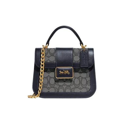 COACH Alie Кожа Одно плечо Через плечо Сумка с цепочкой Сумка Маленькая Женская Темно-королевский синий