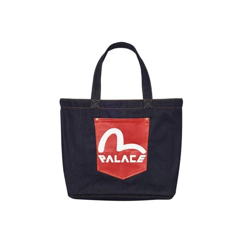 EVISU Palace Collaboration Denim Multi Pocket Bag Tote Bag Shopping Bag Shoulder Bag Regular Unisex Black EVISU Дворцовый Коллаборация Деним MULTI Карманная сумка Тоут сумка Сумка для покупок Сумка на плечо Стандартная Унисекс Черная