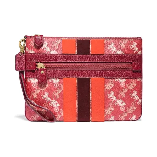 COACH Wristlet Коровья кожа с искусственной кожей запястный кошелек клатч среднего размера женский красный